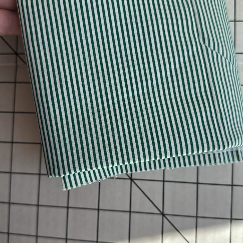 Vintage Green and White Ticking Stripe Cotton Fabric – 1.25 Yards x 44” Wide